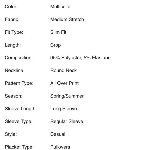 NWOT Colorful long sleeve cropped top - Picture 5 of 5